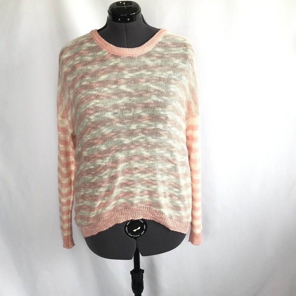 Love Always Pink & Cream Stripe/Lace Sweater